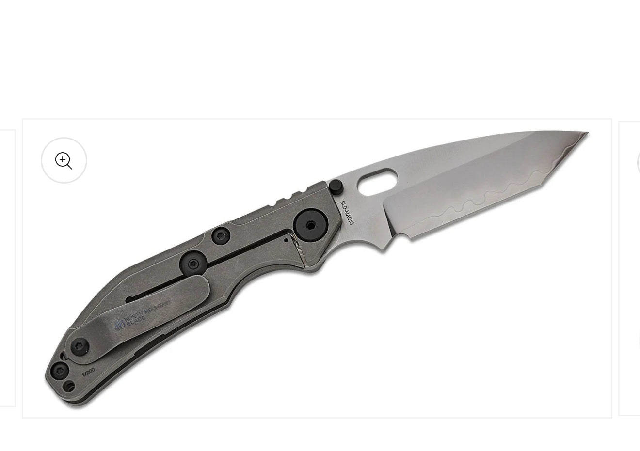 Duane Dwyer BBNM Tanto, Ti Frame Lock Folding Knife. Satin/Hamon Tanto Blade, Gray Titanium Handles