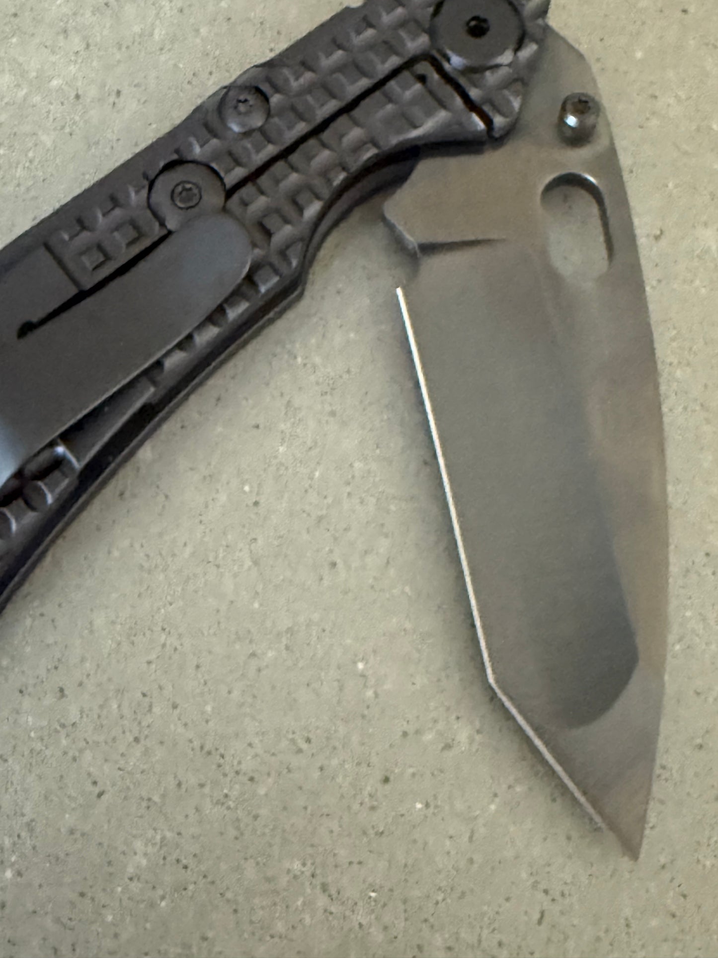 Duane Dwyer BBN-M Tanto Shadow Edition Frame Lock Folding Knife CPM-3V, Titanium Frag. North mountain knives collab
