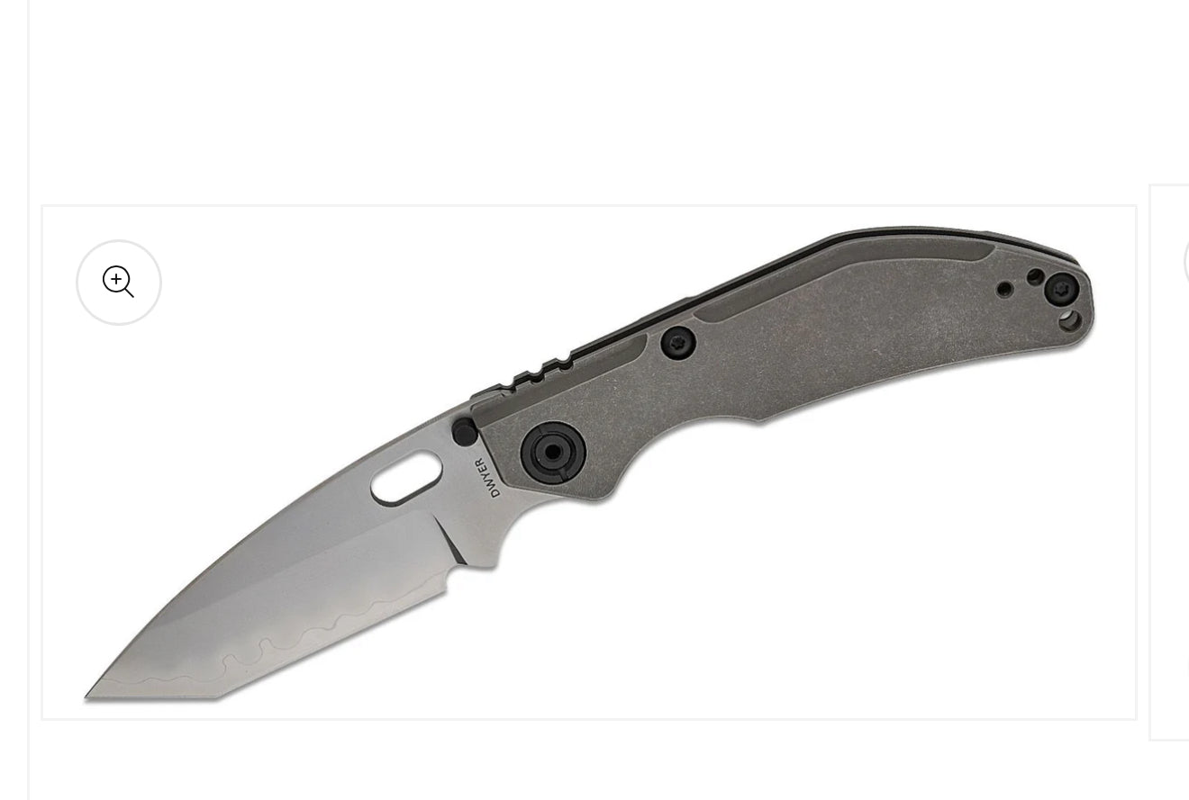 Duane Dwyer BBNM Tanto, Ti Frame Lock Folding Knife. Satin/Hamon Tanto Blade, Gray Titanium Handles