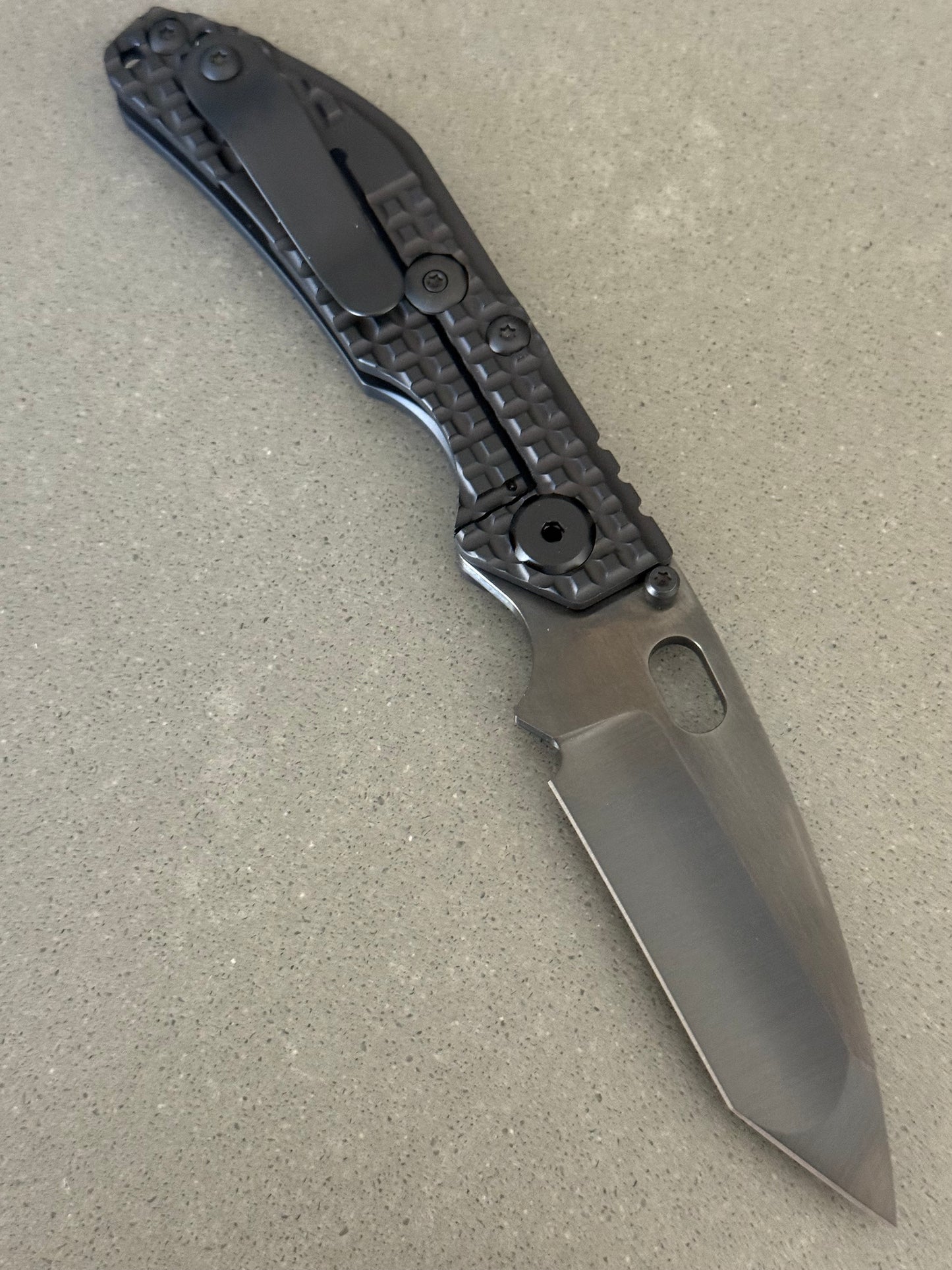 Duane Dwyer BBN-M Tanto Shadow Edition Frame Lock Folding Knife CPM-3V, Titanium Frag. North mountain knives collab