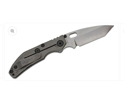 Duane Dwyer BBNM Tanto, Ti Frame Lock Folding Knife. Satin/Hamon Tanto Blade, Gray Titanium Handles