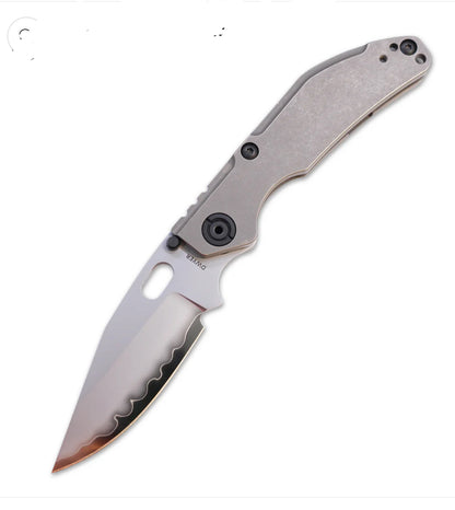 Duane Dwyer BBNM BOWIE, Titanium Frame Lock Folding Knife Satin/Hamon Bowie Blade