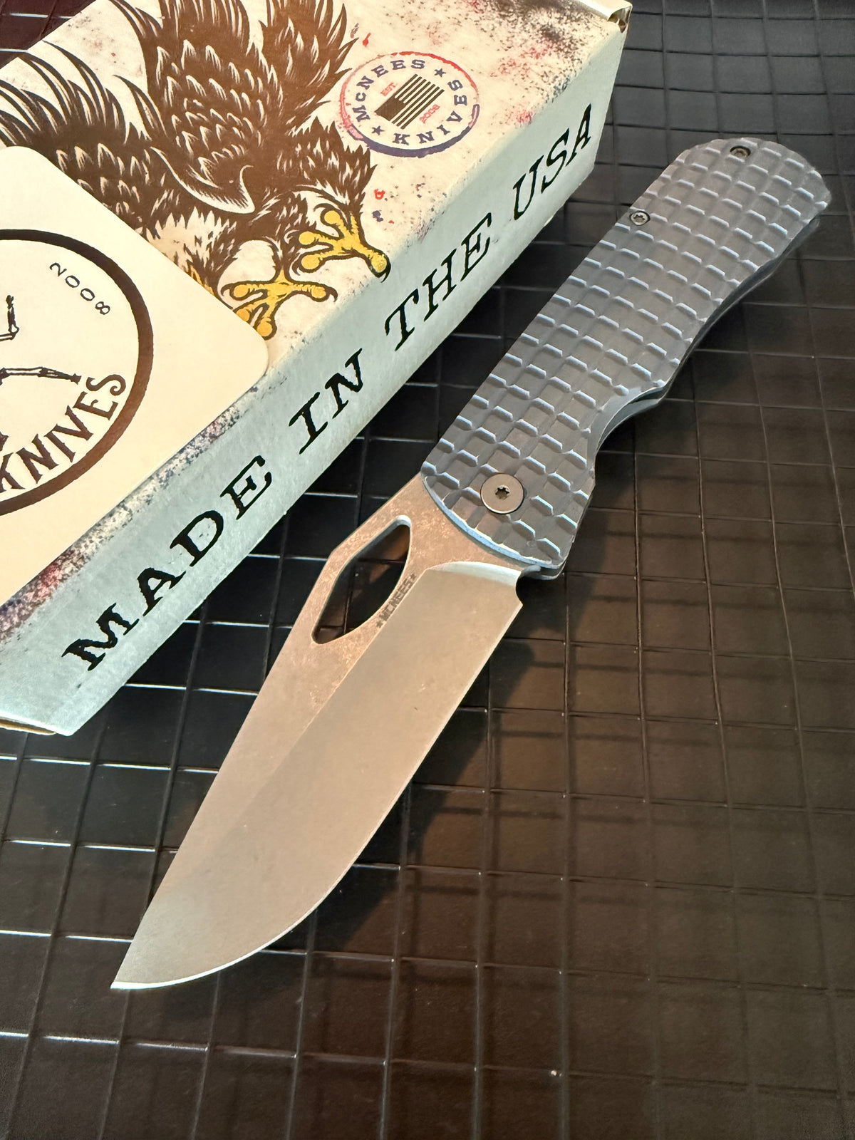 McNees Little Dixon 3.25" – MagnaCut – Blue FRAG Titanium – Bronze Accents