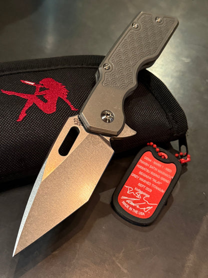 A2D Mark 1 MED Gen 4 MagnaCut Hissatsu Rising Grind folding knife with Seigaiha wave-pattern titanium inlays