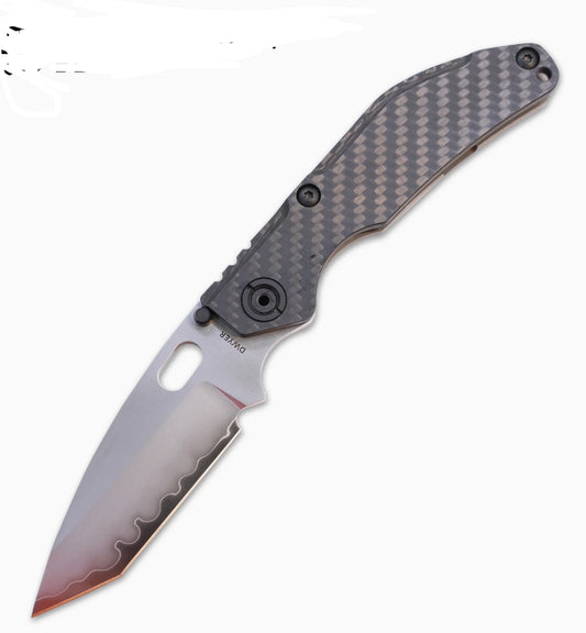 Duane Dwyer BBNM Carbon Fiber tanto Frame Lock Folding Knife Satin/Hamon Bowie
