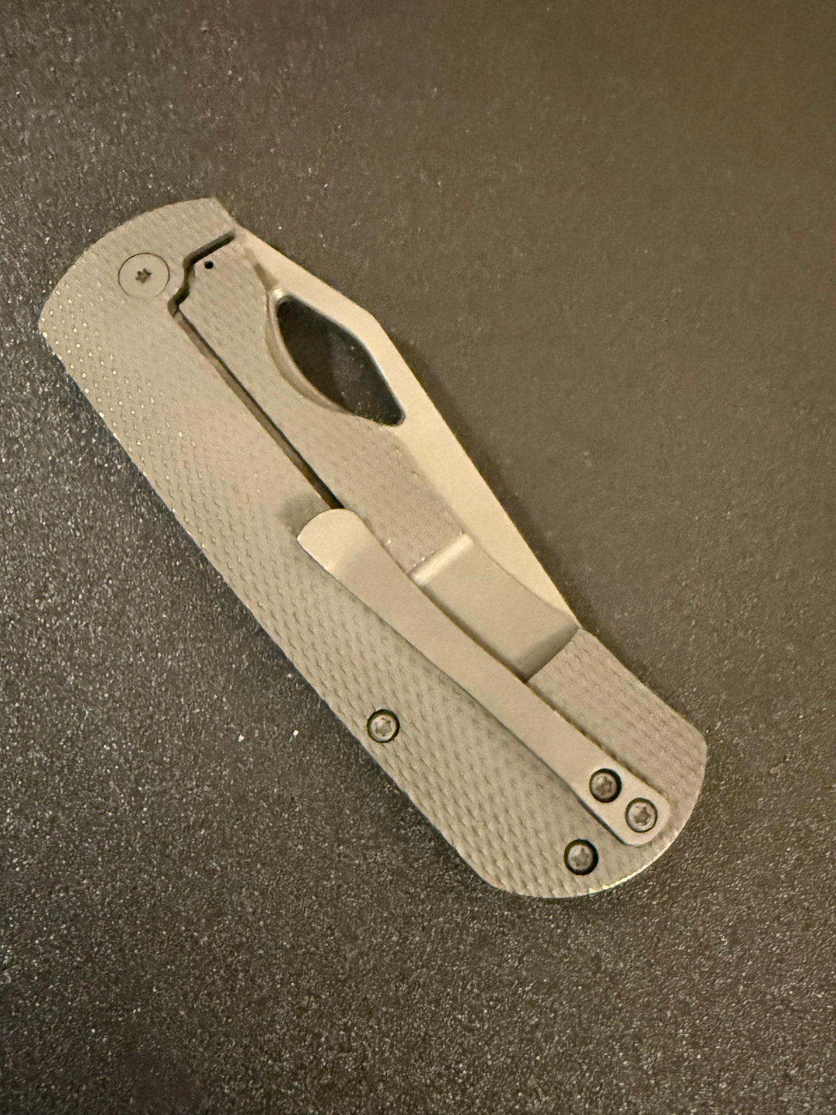 McNees Dixon 3.75 Diamond milled titanium folding knife closed with stonewashed pocket clip